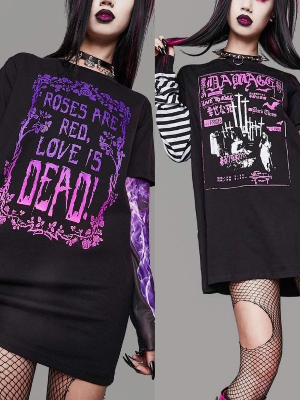 Widow oversized grunge layered top: bundle of 2